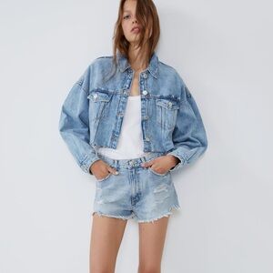 Zara cropped denim jacket